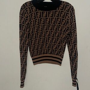 Black and Brown FF Monogram Knit Pullover